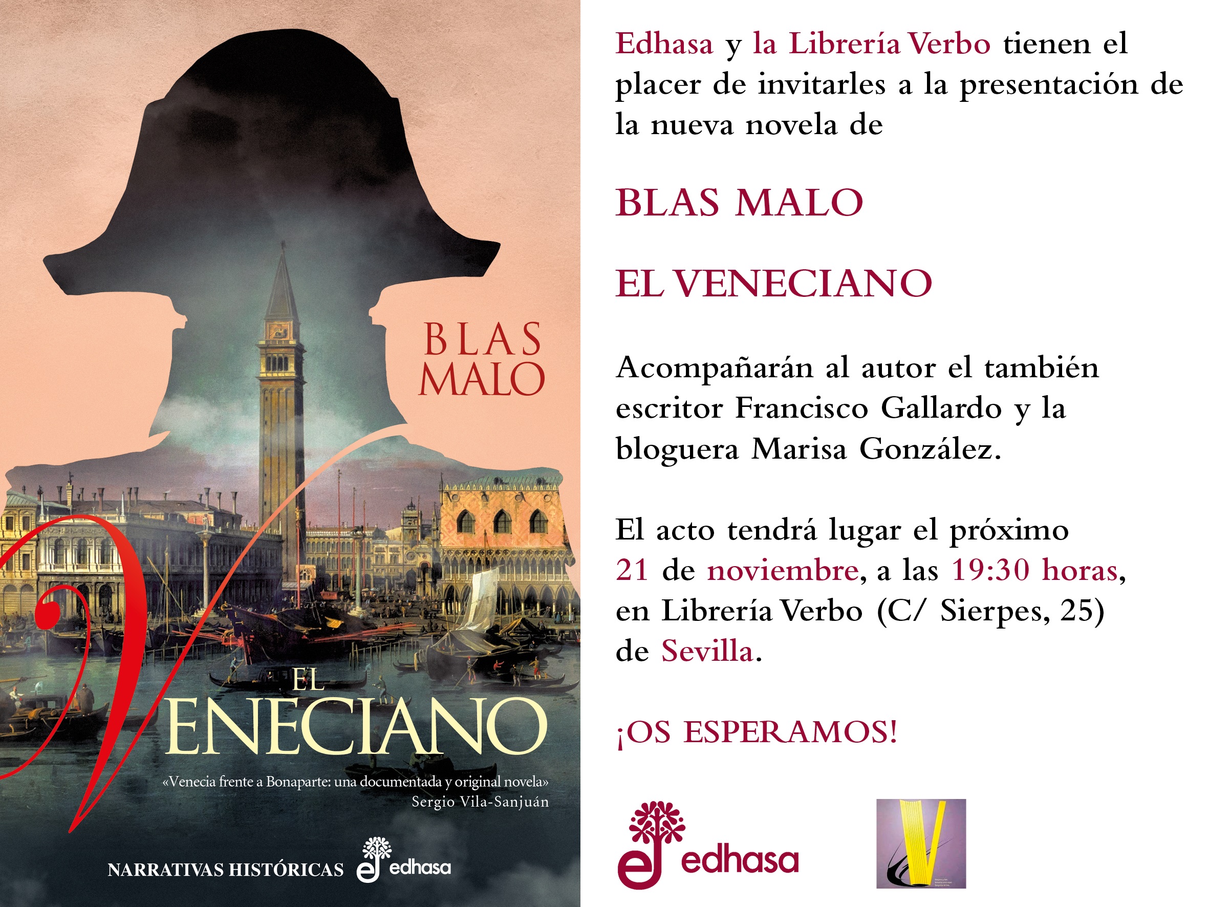 El Veneciano de Blas Malo ya a la venta en librerías